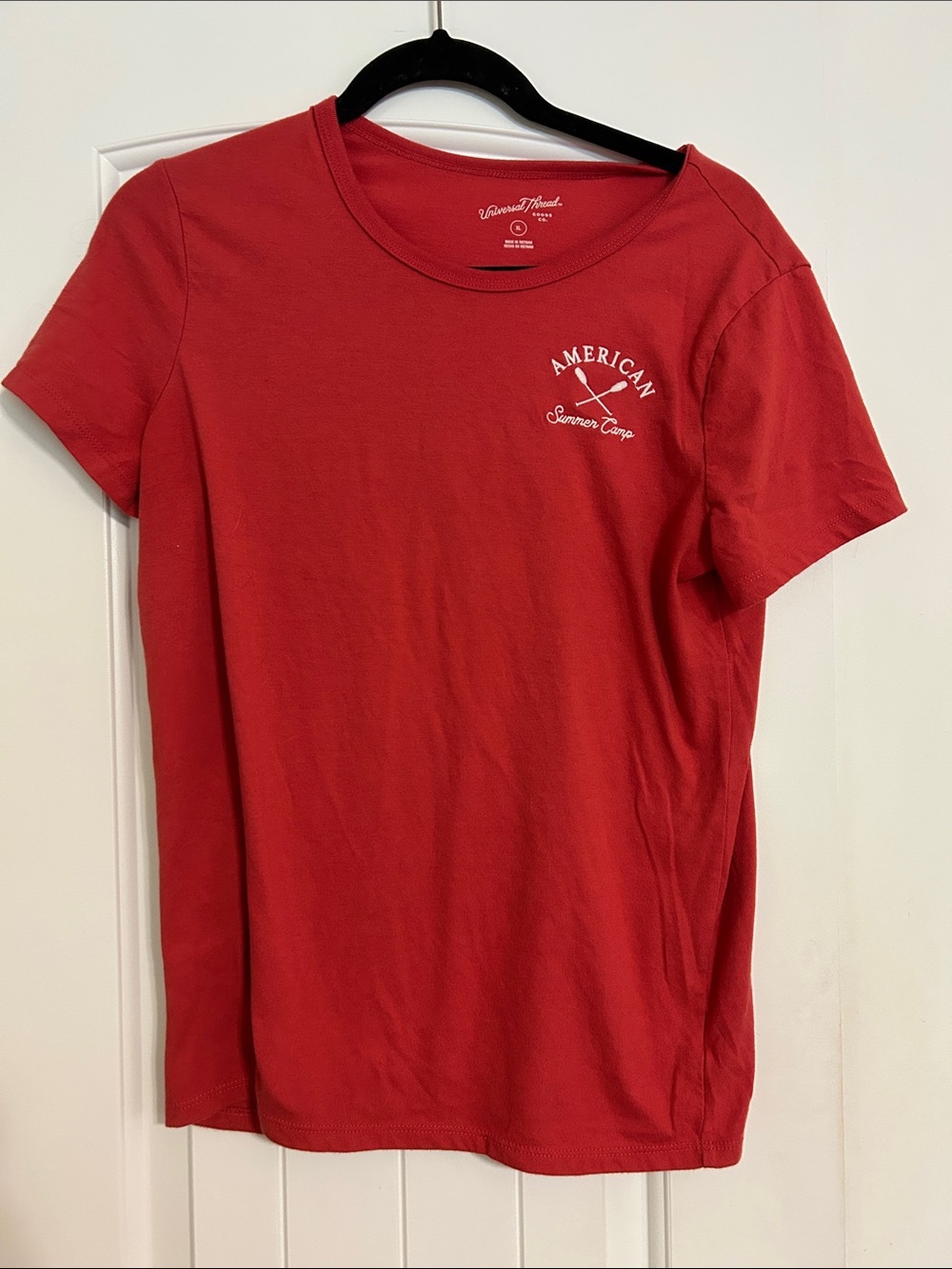 Universal Thread Red Crewneck Tee with White 'American Summer' Chest Graphic